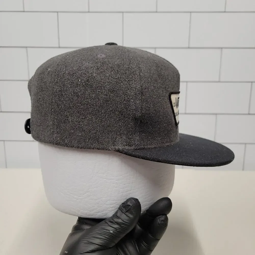 Vans Off The Wall Classic Patch Wool Blend Black Gray Snapback Hat Cap
